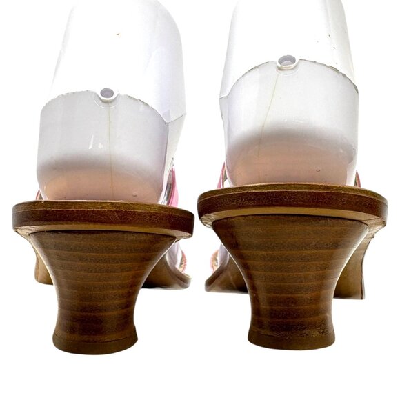 CAPRI SANDALS Violet Metallic Leather Beaded Accent Toe Ring Slides - Picture 10 of 11